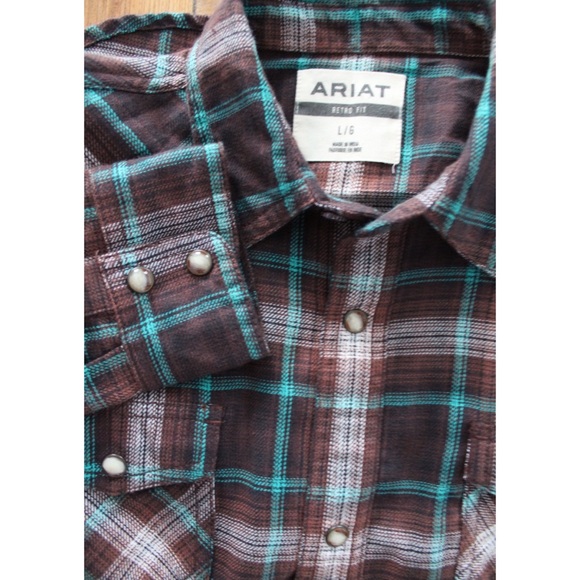 Ariat Boys Harrisburg Retro Snap Long sleeve Shirt Large Preowned Cowboy - Picture 10 of 10